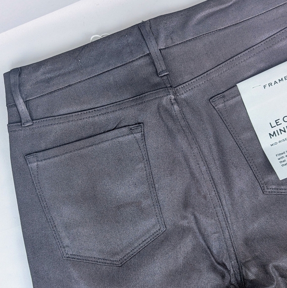 FRAME Le Crop Mini Boot Cut Jeans Coated Stretch Denim Midrise Mahogany 31 NWT - Picture 11 of 16